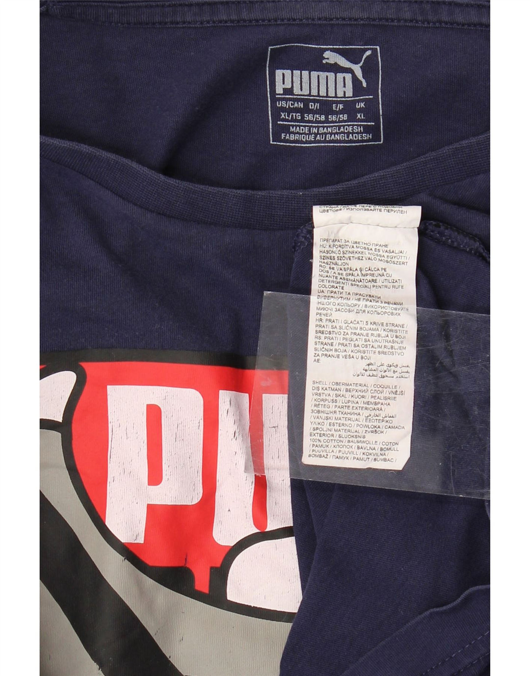 PUMA Mens Graphic T-Shirt Top XL Navy Blue Cotton