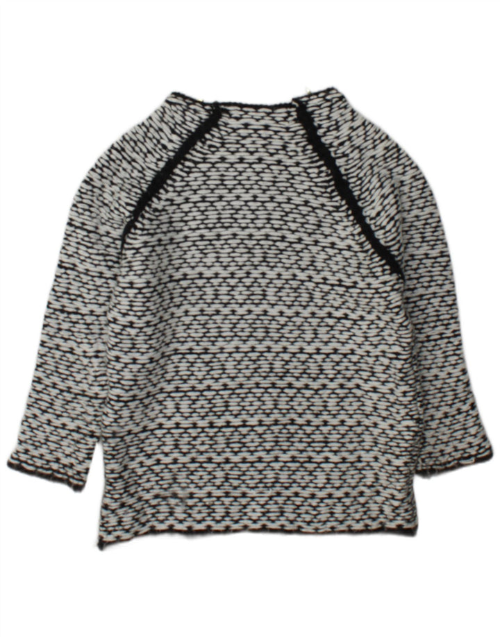 Zara Womens Boat Neck Jumper Sweater UK 14 Medium Black Geometric