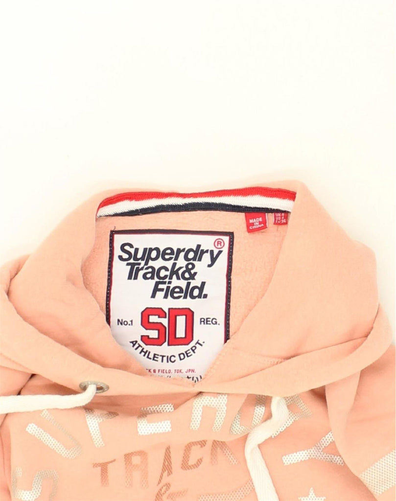 SUPERDRY Womens Graphic Hoodie Jumper UK 8 Small Orange Cotton | Vintage Superdry | Thrift | Second-Hand Superdry | Used Clothing | Messina Hembry 