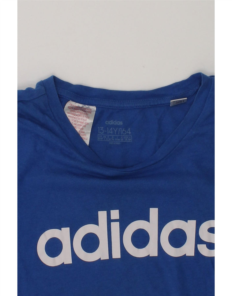 ADIDAS Girls Graphic T-Shirt Top 13-14 Years Blue Cotton | Vintage Adidas | Thrift | Second-Hand Adidas | Used Clothing | Messina Hembry 