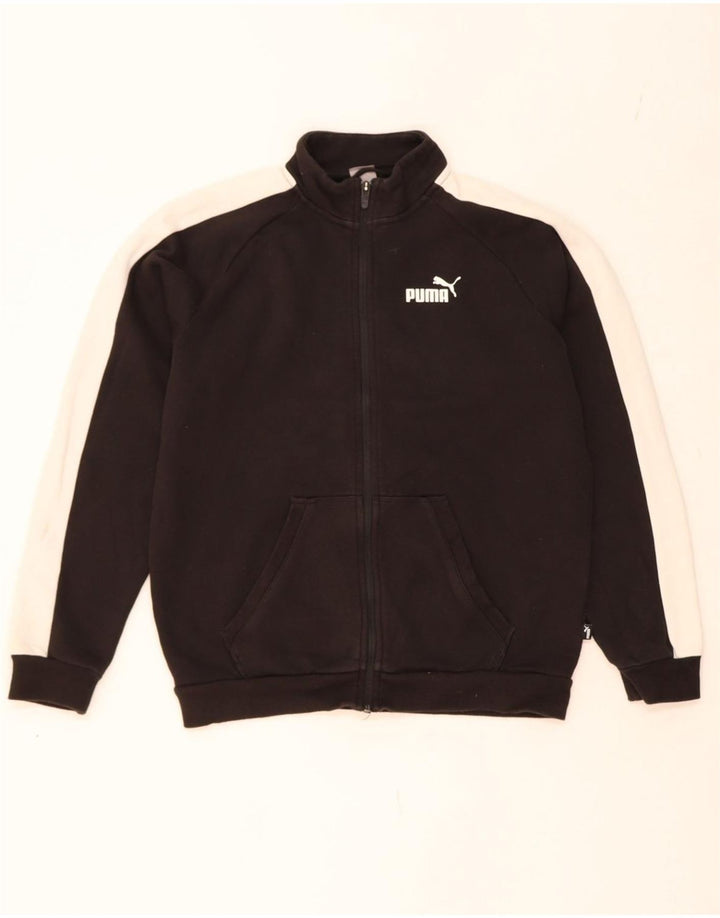 PUMA Boys Tracksuit Top Jacket 13-14 Years Black Colourblock Cotton Vintage Puma and Second-Hand Puma from Messina Hembry 