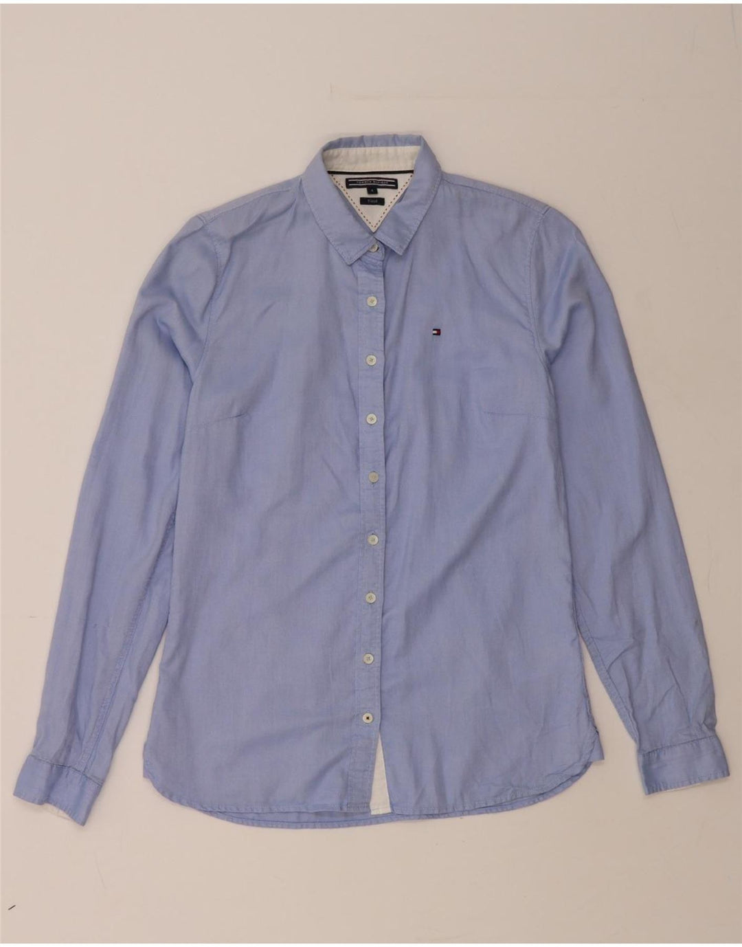TOMMY HILFIGER Womens Shirt US 4 Small Blue Cotton Vintage Tommy Hilfiger and Second-Hand Tommy Hilfiger from Messina Hembry 