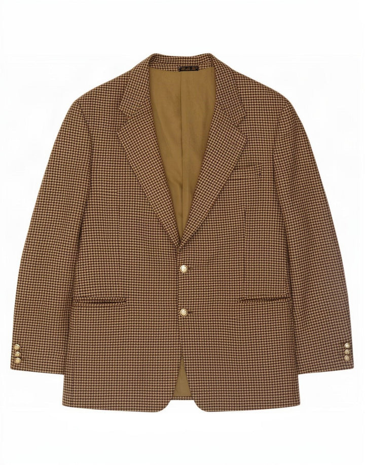 Enrico Coveri Mens 2 Button Blazer Jacket UK 40 Large Brown Houndstooth