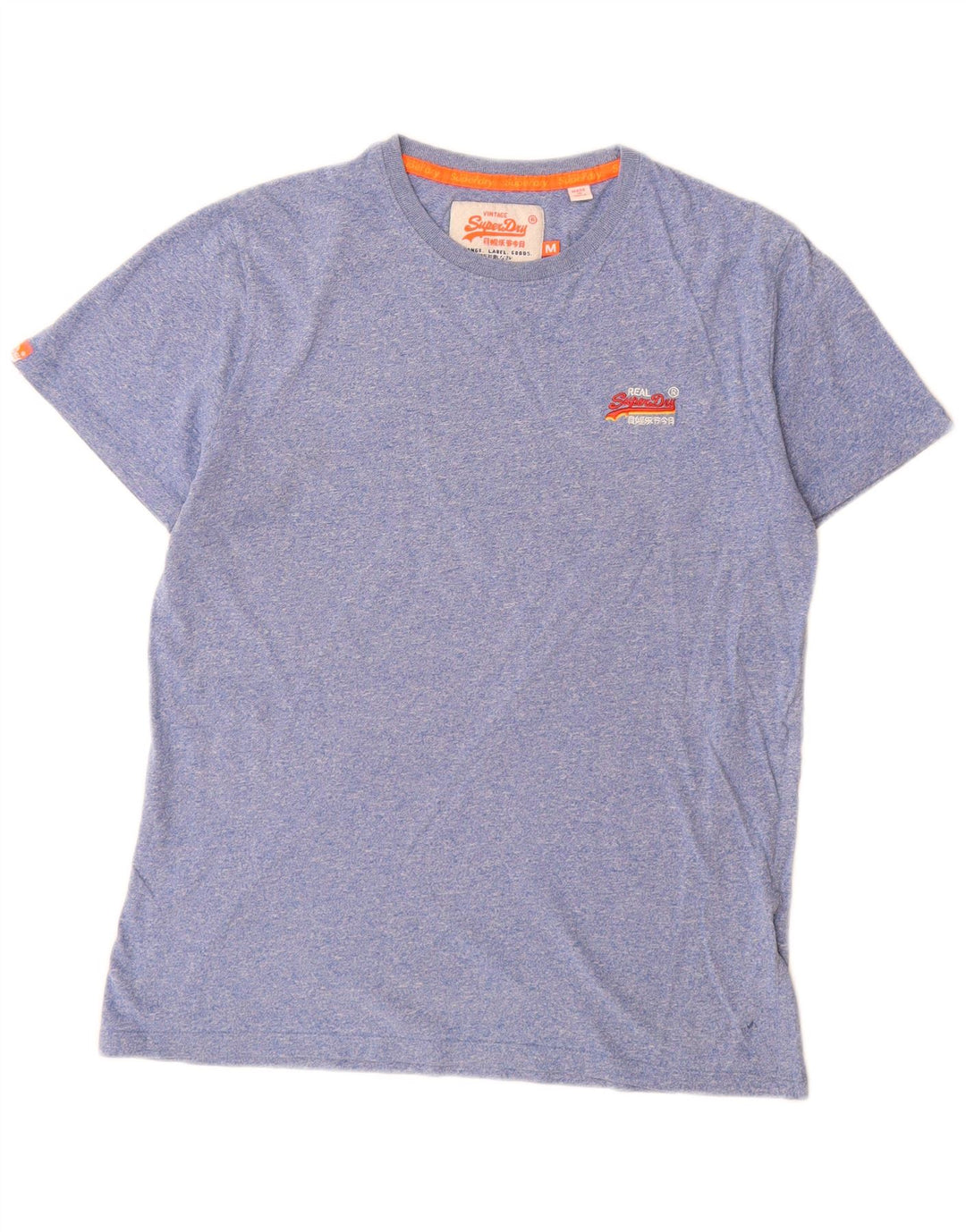 Superdry Mens T-Shirt Top Medium Blue Flecked Cotton