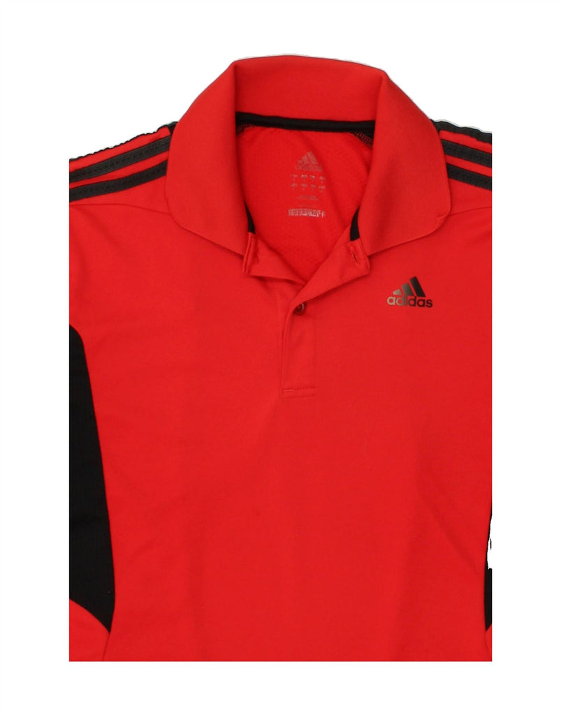 ADIDAS Mens Graphic Polo Shirt Small Red Colourblock Polyester Vintage Adidas and Second-Hand Adidas from Messina Hembry 