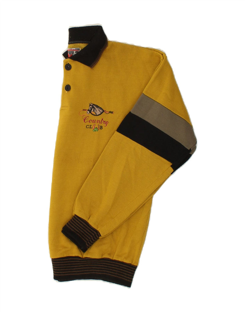 VINTAGE Mens Polo Neck Sweatshirt Jumper Large Yellow Vintage Vintage and Second-Hand Vintage from Messina Hembry 