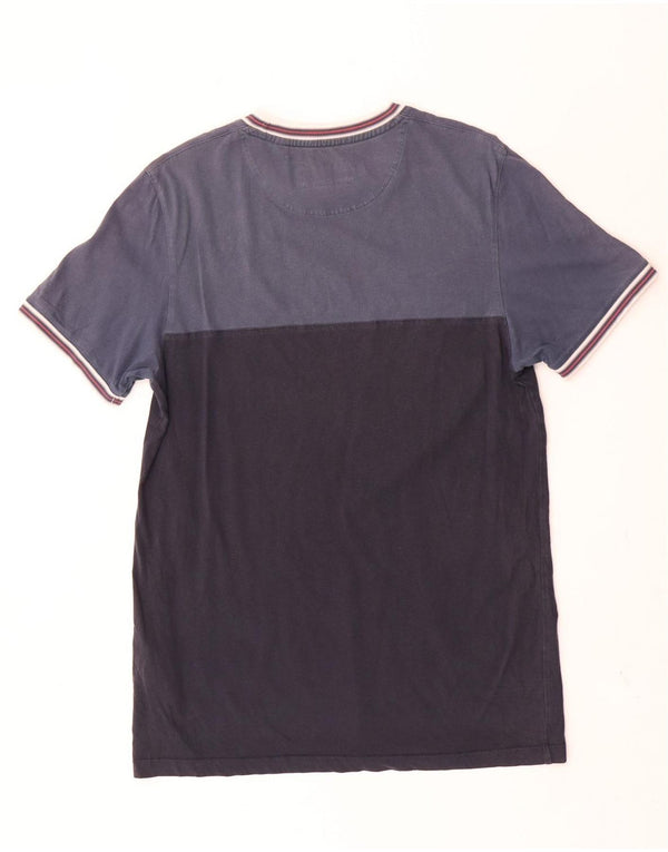 Ted Baker Mens T-Shirt Top Size 3 Medium Navy Blue Colourblock Cotton