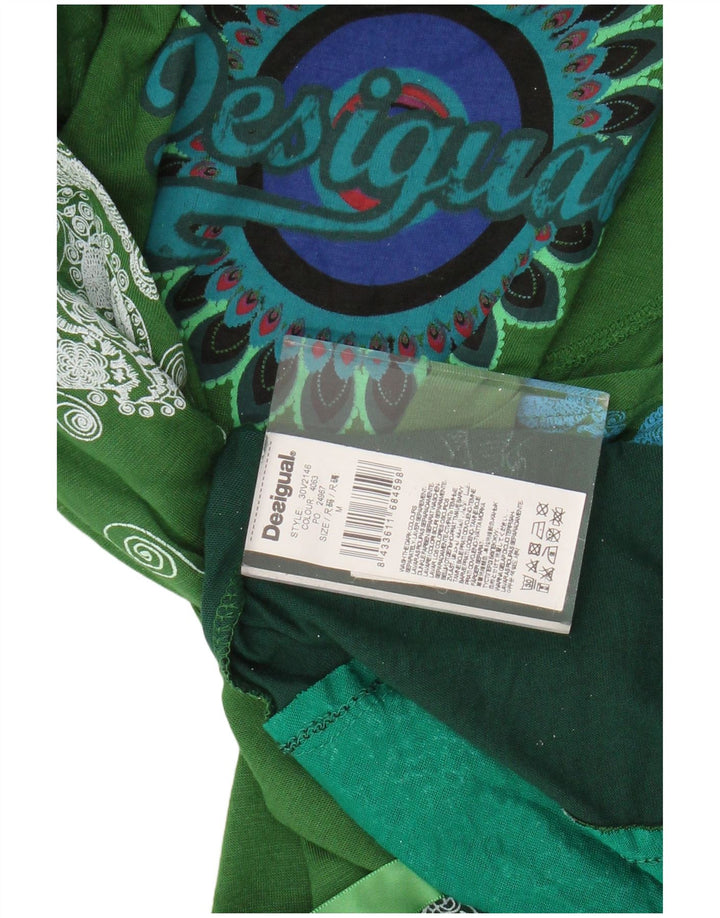 DESIGUAL Womens A-Line Dress UK 12 Medium Green Paisley Viscose