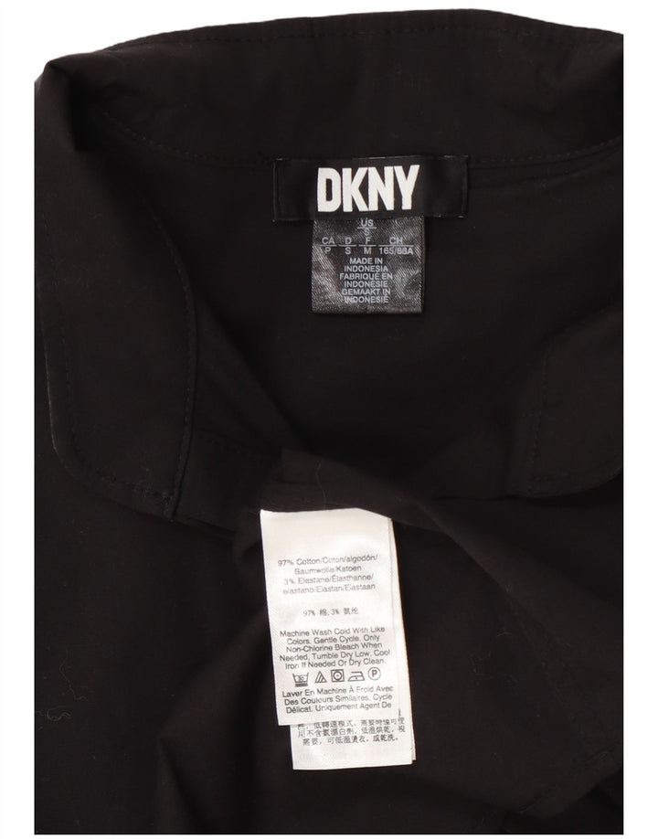 Dkny Womens Short Sleeve Shirt UK 10 Small Black Cotton