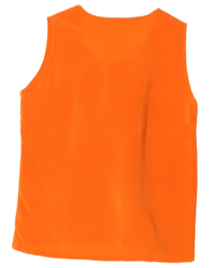 Vintage Womens Vest Top UK 10 Small Orange Silk