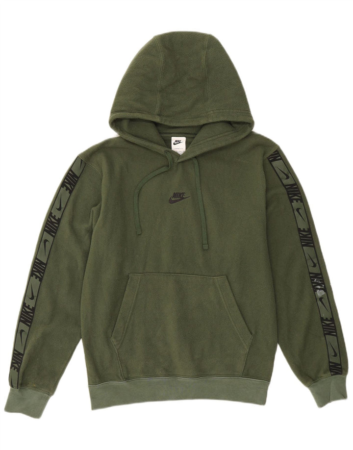NIKE Mens Therma-Fit Graphic Hooded Fleece Jumper XS Green Polyester