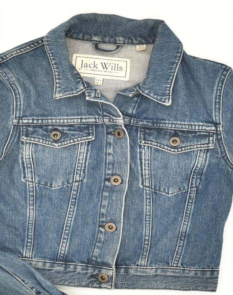 JACK WILLS Womens Crop Denim Jacket UK 8 Small  Blue Cotton | Vintage Jack Wills | Thrift | Second-Hand Jack Wills | Used Clothing | Messina Hembry 