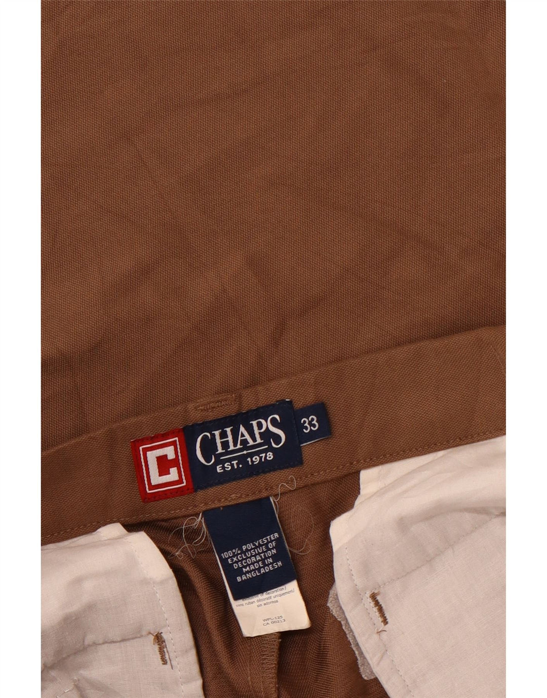 CHAPS Mens Chino Shorts W33 Medium Brown Polyester
