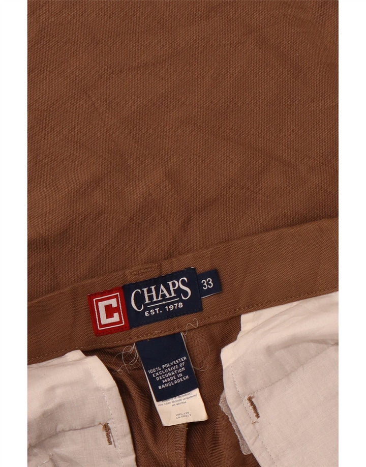 CHAPS Mens Chino Shorts W33 Medium Brown Polyester