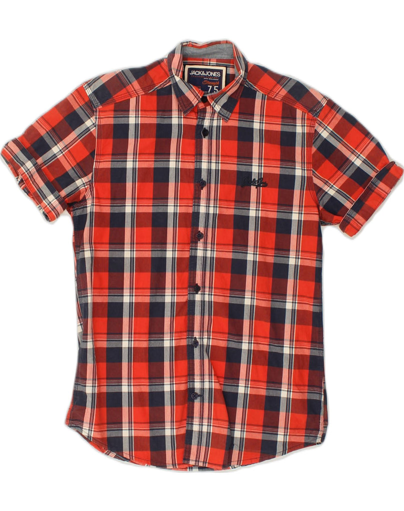 JACK & JONES Mens Short Sleeve Shirt Small Red Check | Vintage Jack & Jones | Thrift | Second-Hand Jack & Jones | Used Clothing | Messina Hembry 