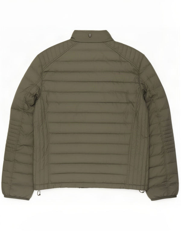 Massimo Dutti Mens Padded Jacket UK 40 Large Khaki Polyester