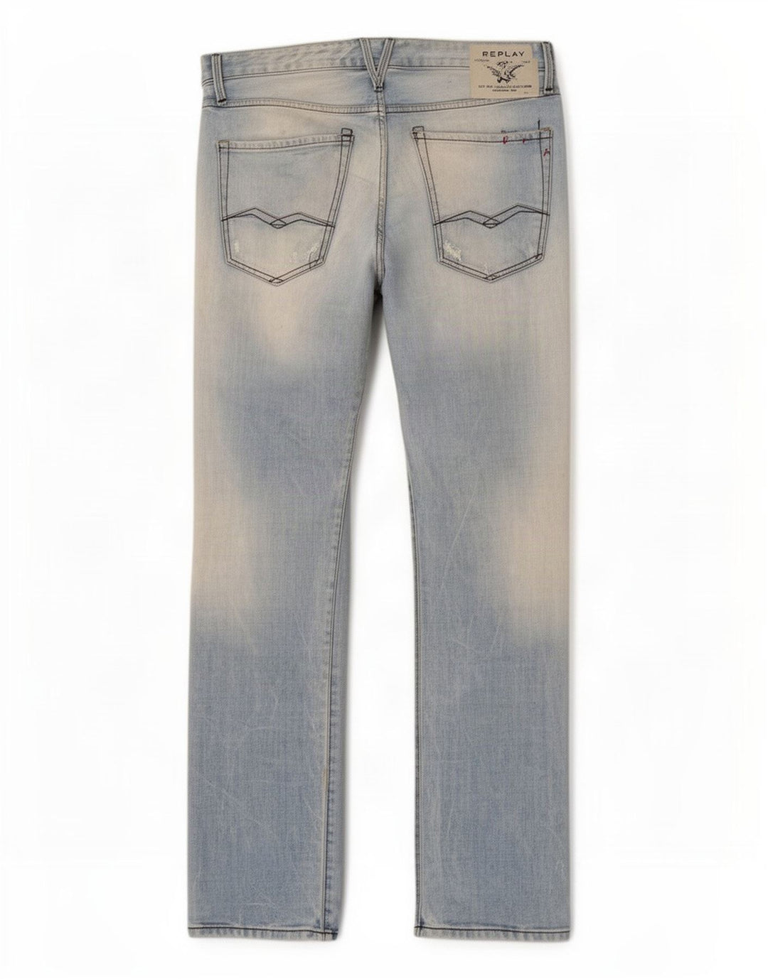 Replay Mens Straight Jeans W36 L34 Blue Cotton