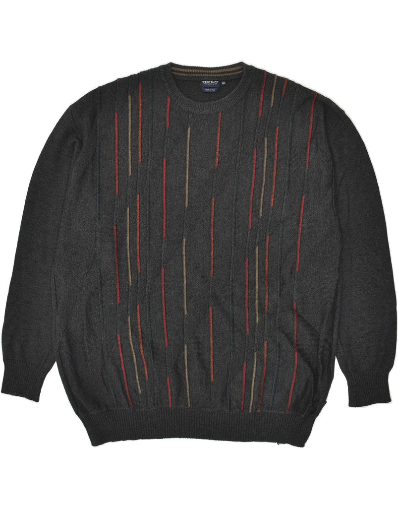 WESTBURY Mens Crew Neck Jumper Sweater 3XL Grey Striped Vintage WESTBURY and Second-Hand WESTBURY from Messina Hembry 