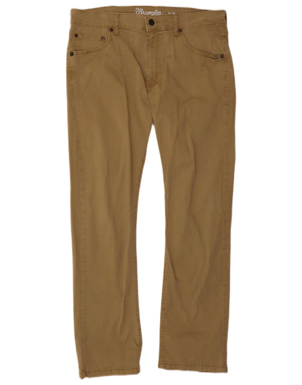 Wrangler Mens Slim Fit Chino Trousers W36 L30 Beige Cotton