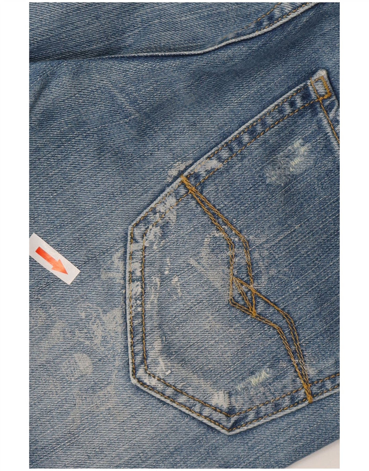 Replay Womens Distressed Straight Jeans W28 L29 Blue Cotton