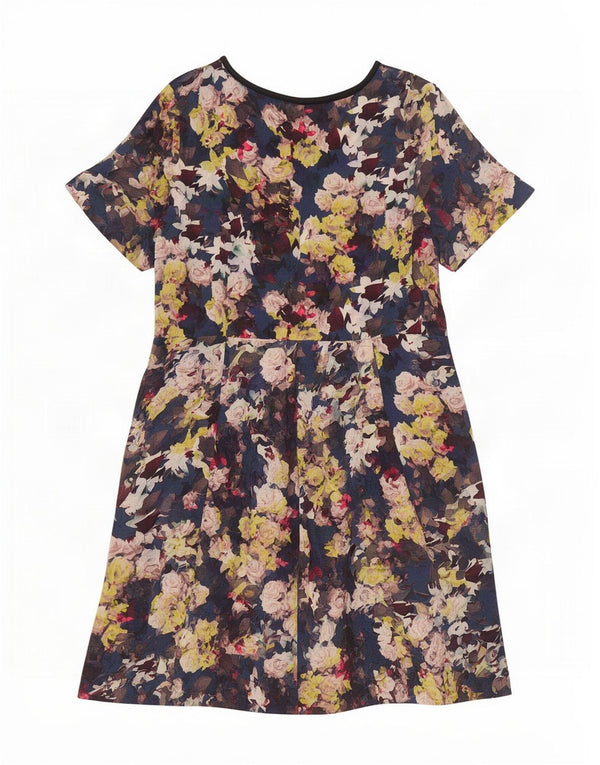 Monsoon Womens A-Line Dress UK 18 XL Blue Floral Cotton
