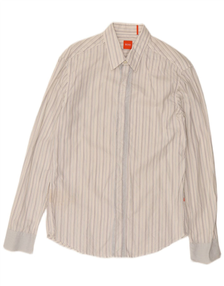 Hugo Boss Mens Shirt Medium White Striped