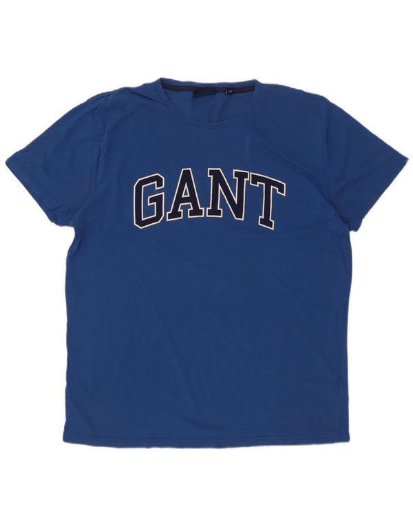 Gant Mens Graphic T-Shirt Top Large Blue Cotton