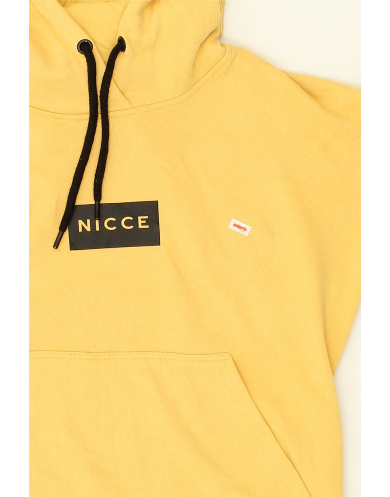 NICCE Womens Graphic Hoodie Jumper UK 6 XS Yellow Cotton | Vintage Nicce | Thrift | Second-Hand Nicce | Used Clothing | Messina Hembry 