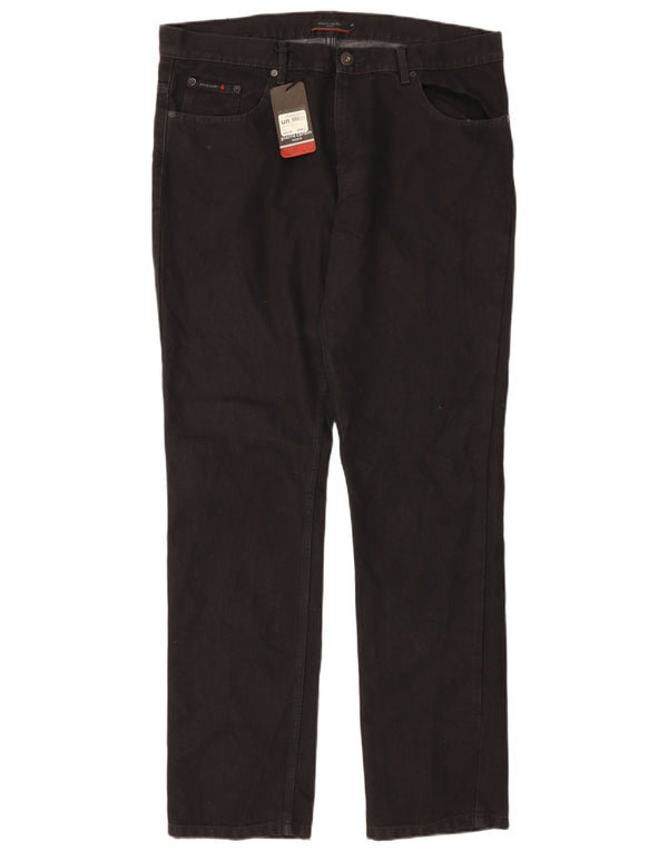 PIERRE CARDIN Mens Paris Straight Jeans W38 L34  Black Cotton