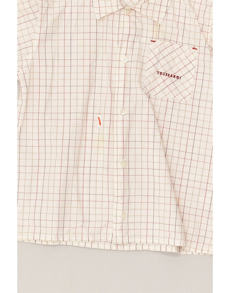 TRUSSARDI Boys Shirt 4-5 Years Off White Check Cotton | Vintage Trussardi | Thrift | Second-Hand Trussardi | Used Clothing | Messina Hembry 