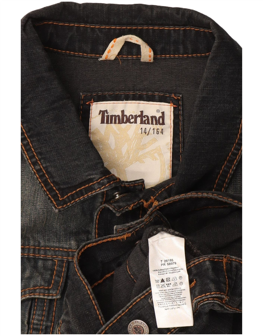 TIMBERLAND Boys Denim Jacket 13-14 Years Grey Cotton