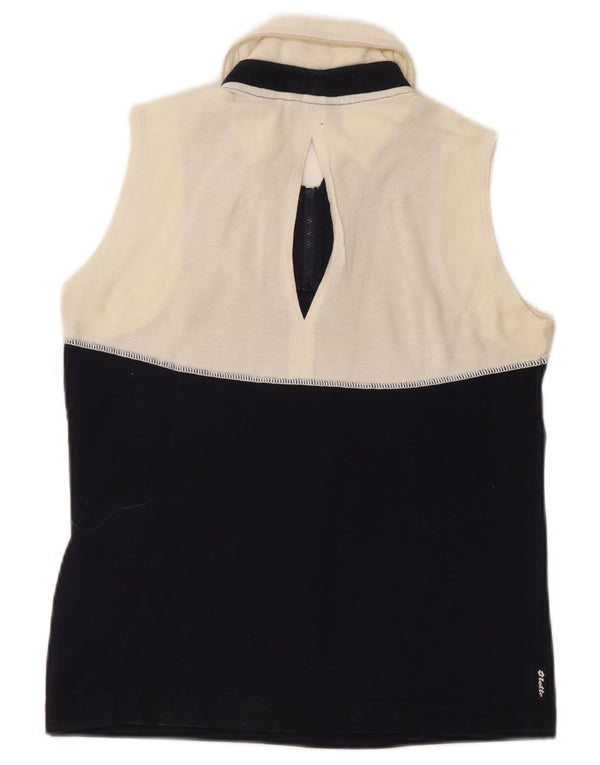 Lotto Womens Sleeveless Polo Shirt UK 10 Small Navy Blue Colourblock Cotton