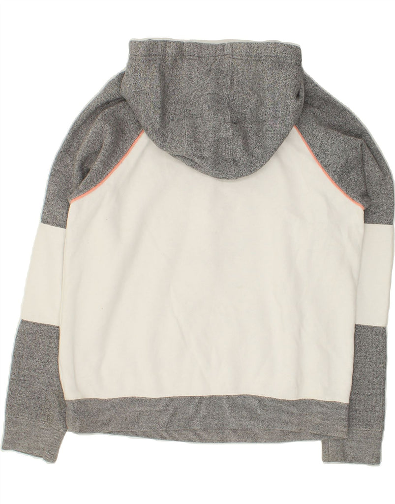 ROXY Womens Graphic Hoodie Jumper UK 14 Medium Grey Colourblock Cotton | Vintage Roxy | Thrift | Second-Hand Roxy | Used Clothing | Messina Hembry 