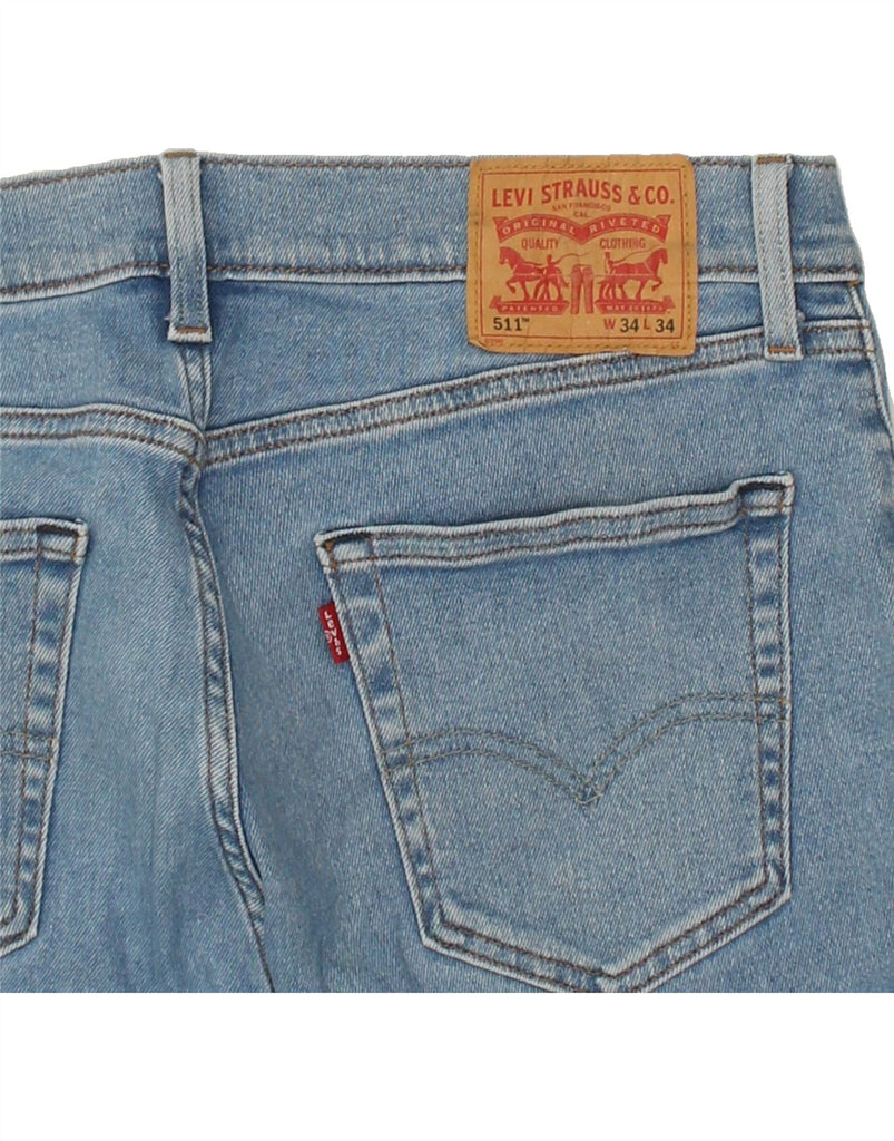 LEVI'S Mens 513 Slim Straight Jeans W34  L30  Blue Cotton | Vintage Levi's | Thrift | Second-Hand Levi's | Used Clothing | Messina Hembry 