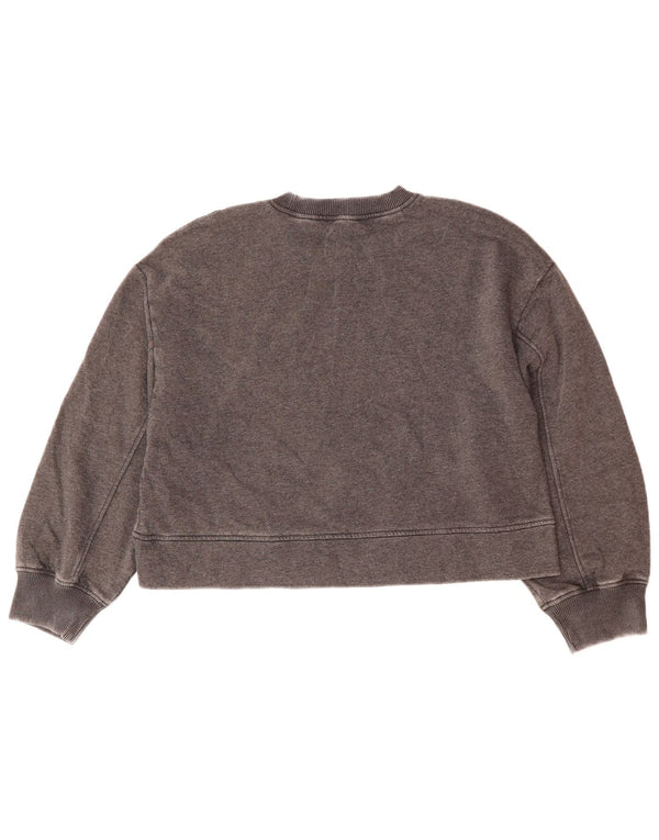 Zara Womens Crop Oversized Sweatshirt Jumper UK 10 Small Grey Cotton