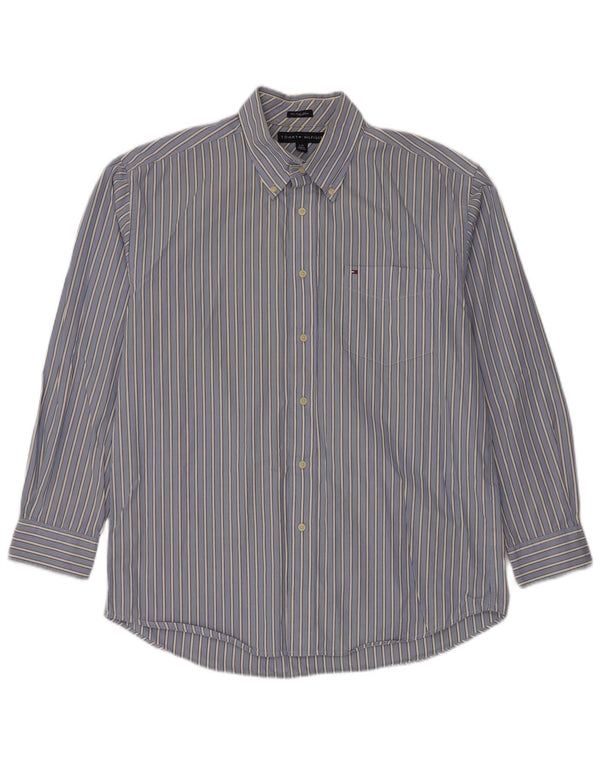 Tommy Hilfiger Mens Shirt Large Blue Pinstripe Cotton