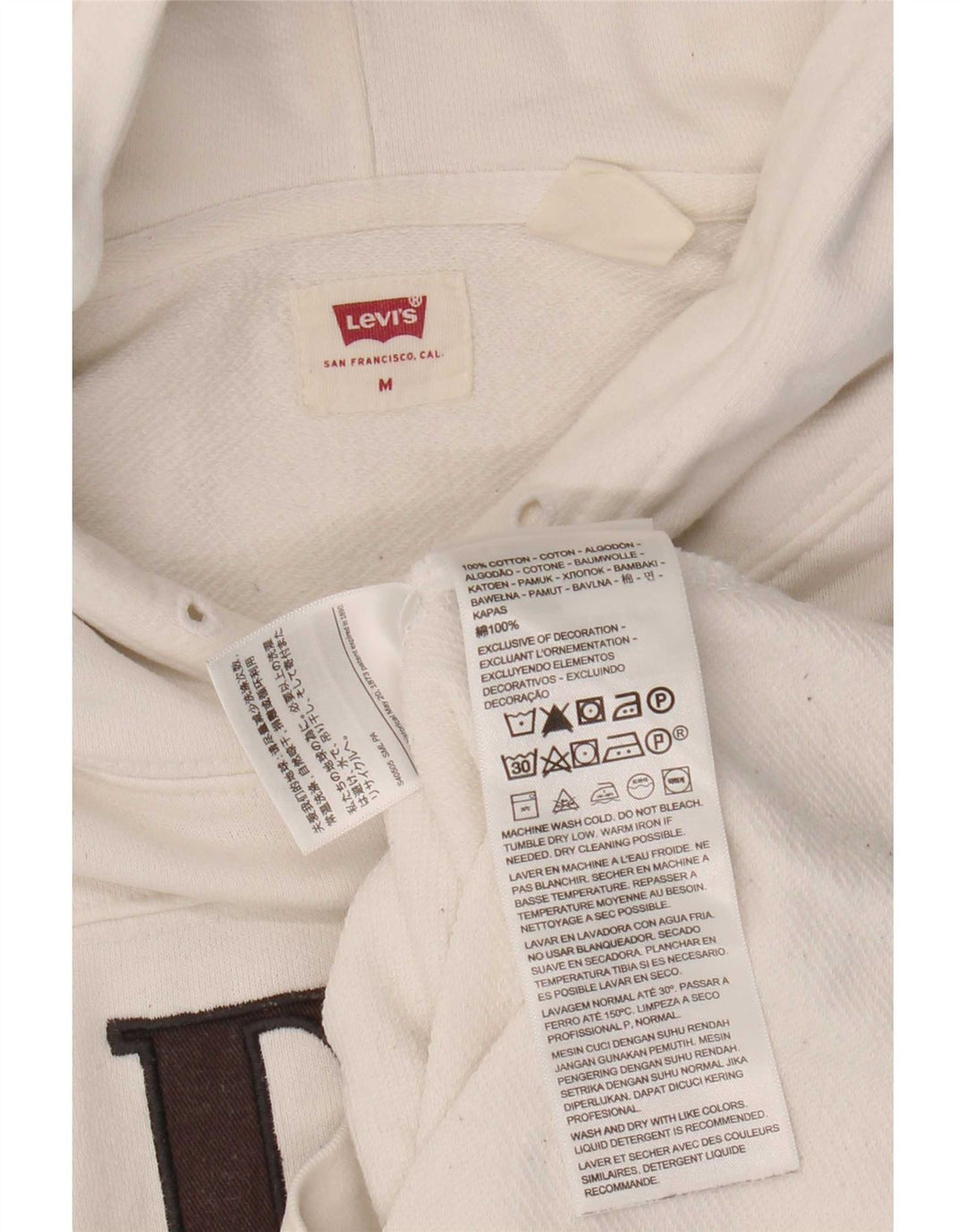 Levi's Mens Graphic Hoodie Jumper Medium White Cotton