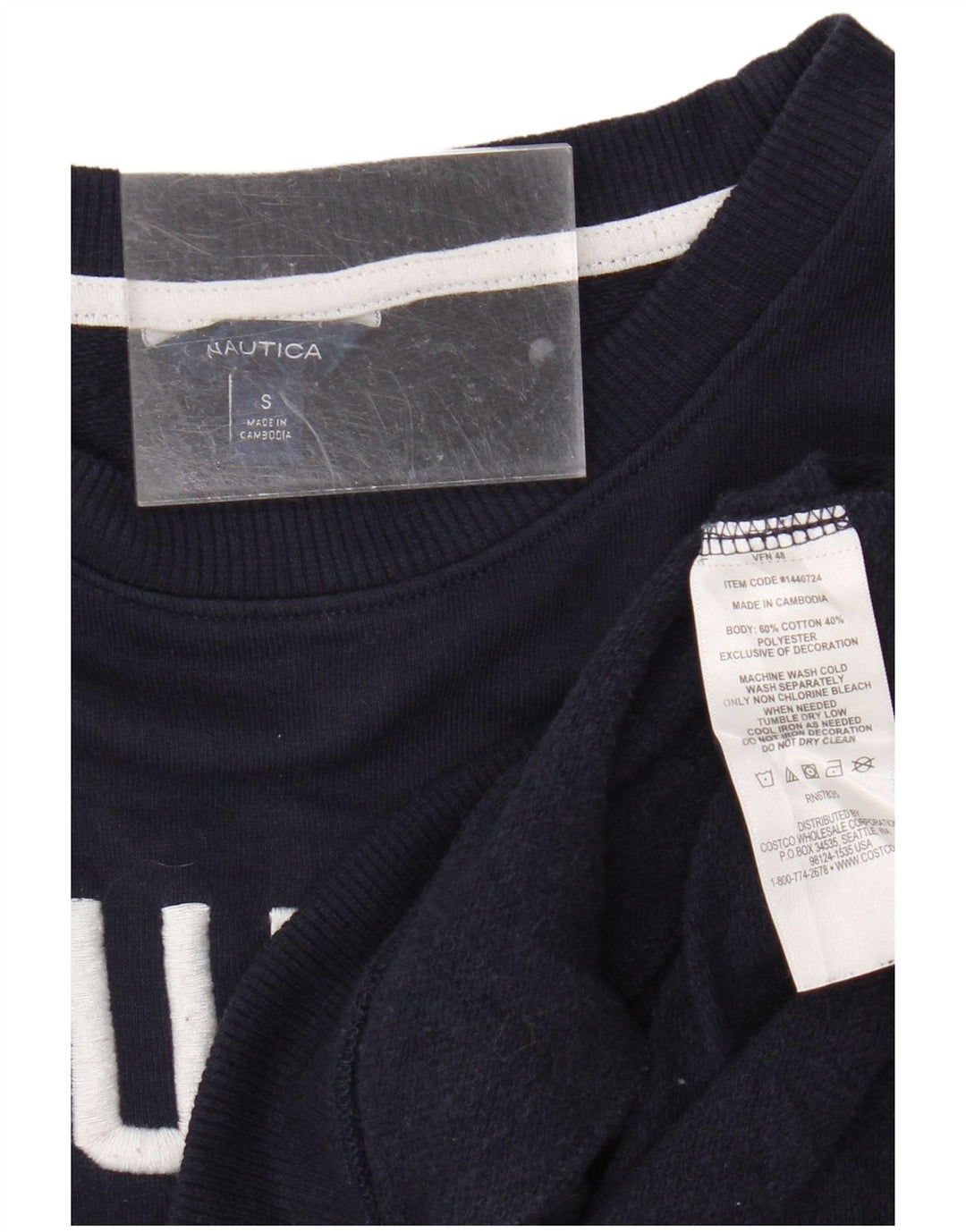 Nautica Womens Graphic Oversized Sweatshirt Jumper UK 10 Small Navy Blue