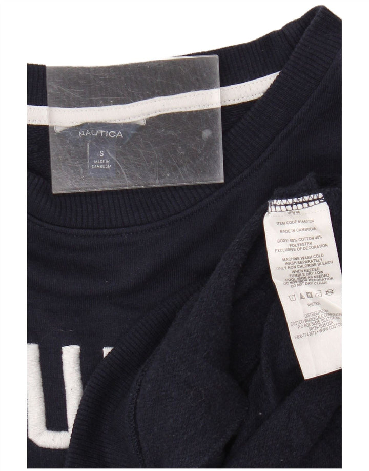 Nautica Womens Graphic Oversized Sweatshirt Jumper UK 10 Small Navy Blue