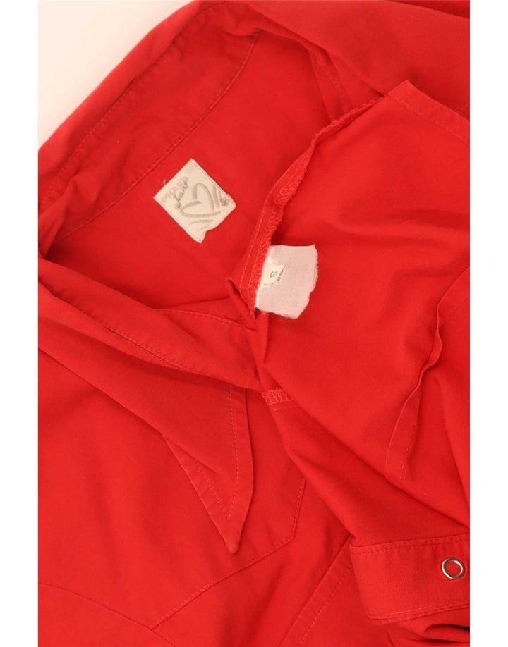 Vintage Womens 3/4 Sleeve Shirt Blouse UK 10 Small Red