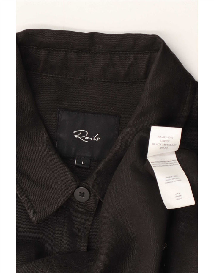 Rails Womens Graphic Shirt UK 16 Large Black Lyocell