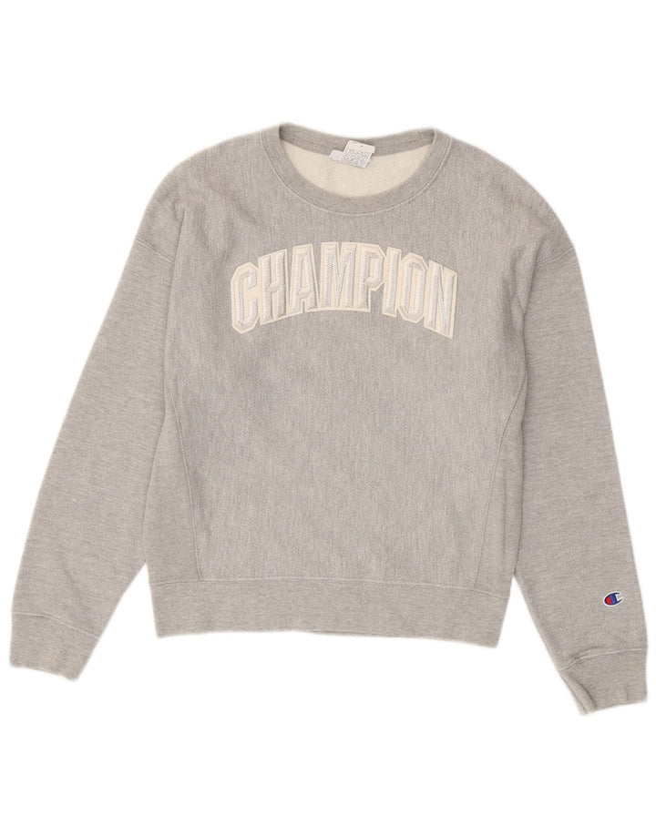 CHAMPION Womens Graphic Sweatshirt Jumper UK 14 Medium Grey Cotton