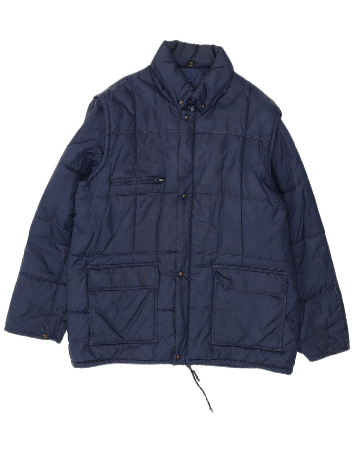 Vintage Mens Padded Jacket UK 42 XL Navy Blue