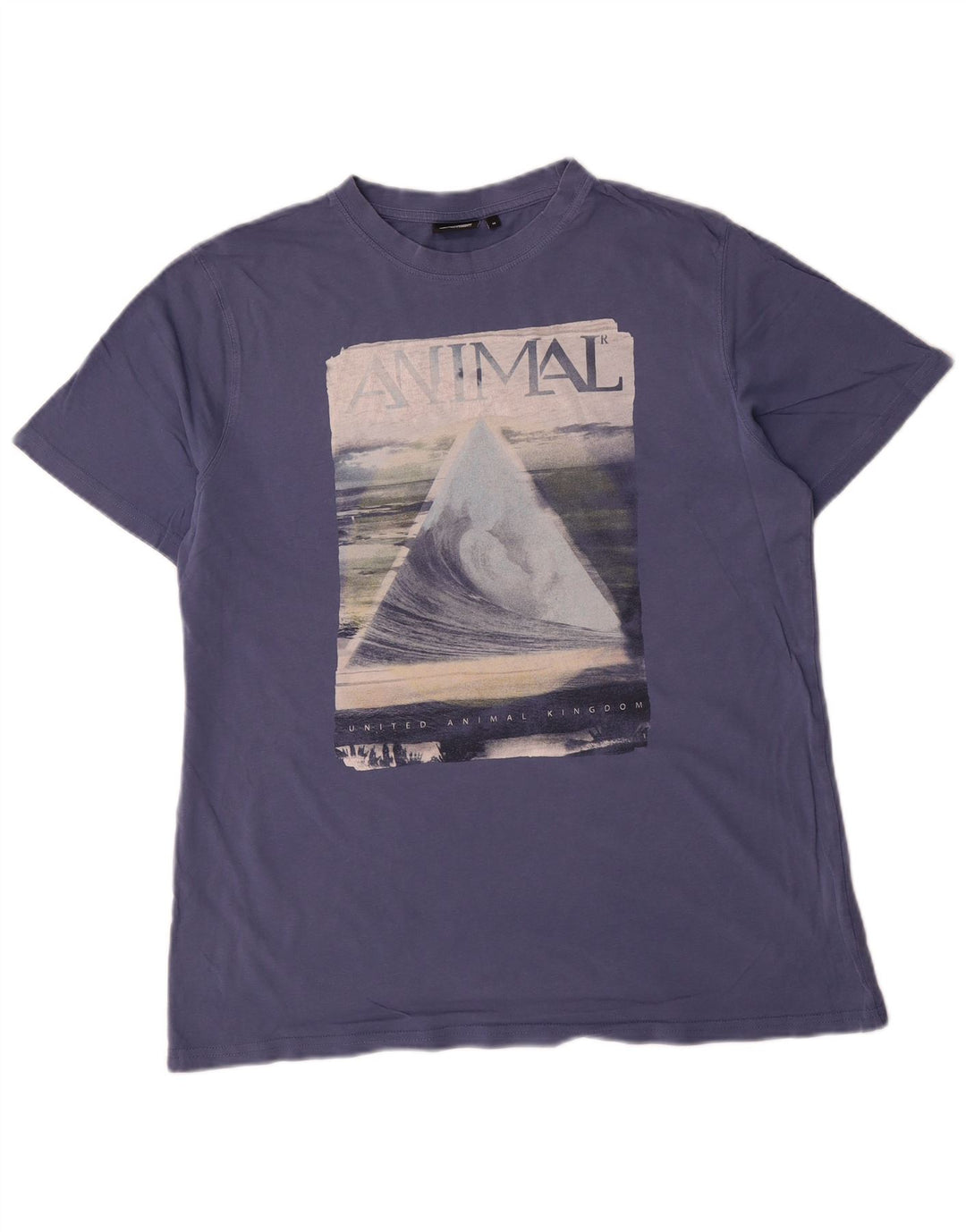 Animal Mens Graphic T-Shirt Top Medium Blue Cotton