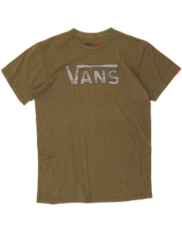 VANS Mens Classic Graphic T-Shirt Top Medium Khaki Cotton