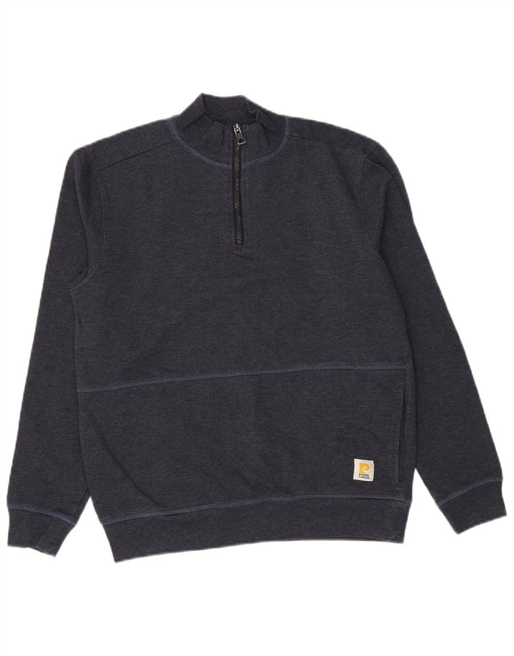 Pierre Cardin Mens Zip Neck Sweatshirt Jumper Small Navy Blue Cotton