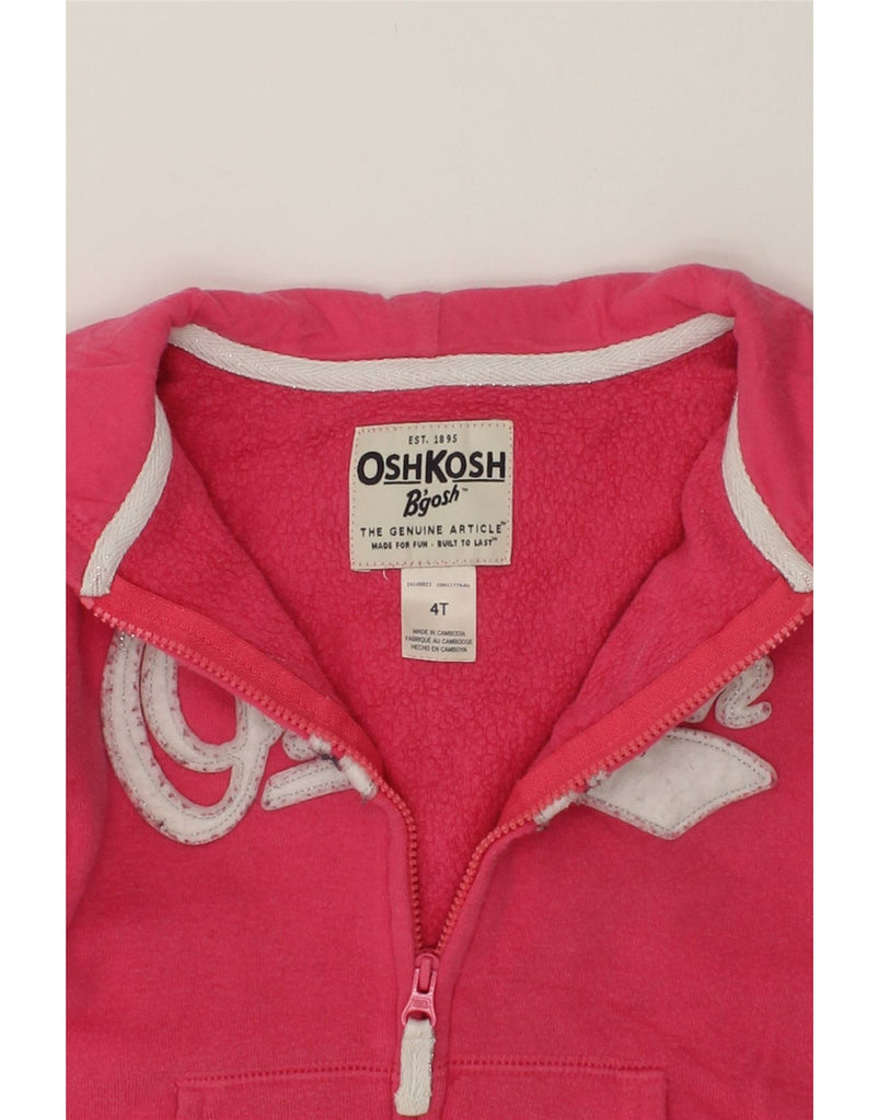 OSH KOSH Girls Graphic Zip Hoodie Sweater 3-4 Years Pink Cotton | Vintage Osh Kosh | Thrift | Second-Hand Osh Kosh | Used Clothing | Messina Hembry 