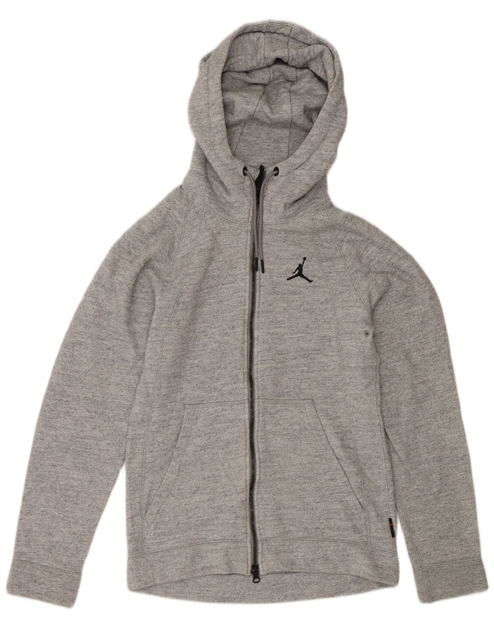Jordan Mens Zip Hoodie Sweater Small Grey Flecked Cotton