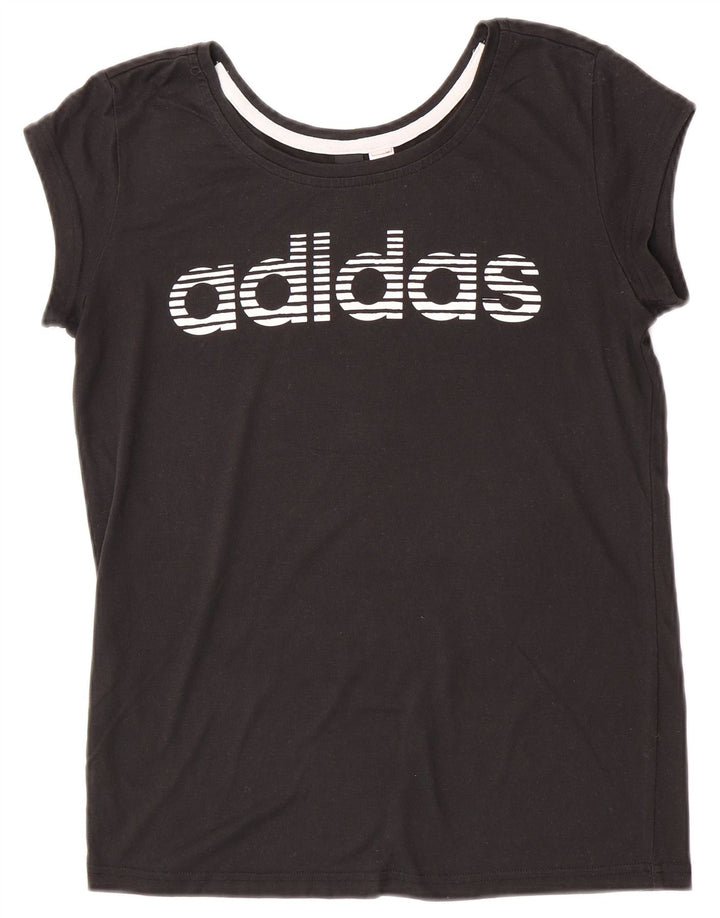 Adidas Womens Graphic T-Shirt Top UK 12 Medium Black