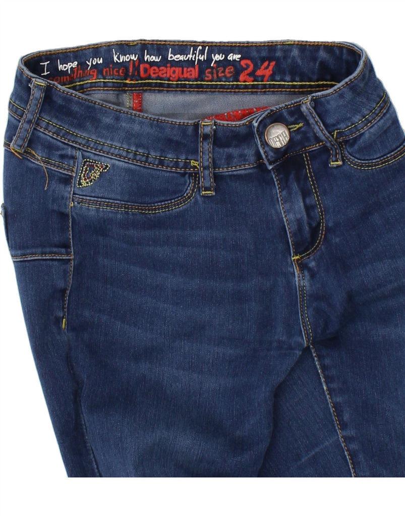 DESIGUAL Womens Skinny Jeans W24 L32 Blue Cotton Vintage Desigual and Second-Hand Desigual from Messina Hembry 